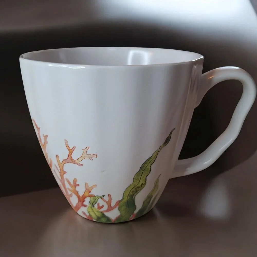 Porcelain Mug Sea Coral Ocean Seaweed Coffee Cup 12 Ounce With Box‎